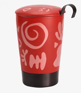 Tasse en porcelaine à double paroi avec infuseur opéra rouge