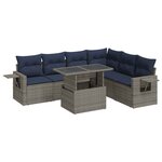 vidaXL Salon de jardin avec coussins 7 Pièces gris résine tressée acacia