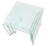 vidaXL Ensemble de tables gigognes 3 Pièces Verre trempé Transparent