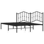 vidaXL Cadre de lit métal sans matelas avec tête de lit noir 135x190cm