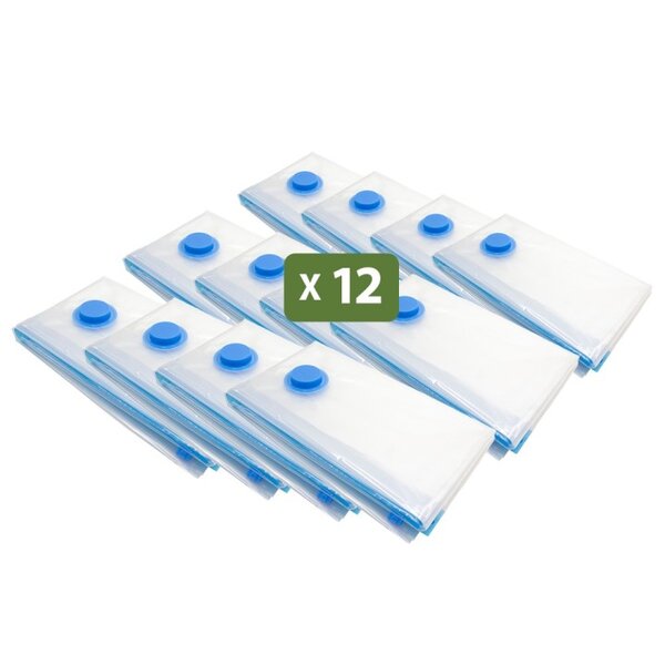 Pack and Move - Lot 12 Housses Rangement Sous Vide - Taille XL 70 x 100 cm - Sac de Compression - Couettes  Oreillers - Gros Format - Fermeture Zip