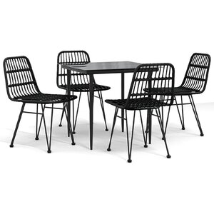 vidaXL Ensemble à manger de jardin 5 Pièces Noir Résine tressée