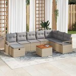 vidaXL Ensemble de canapé de jardin 9 Pièces Beige Poly rotin