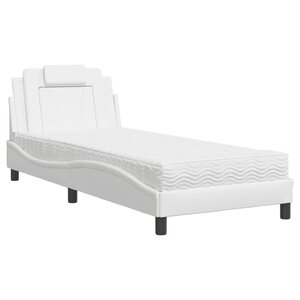 vidaXL Lit avec matelas blanc 90x200 cm similicuir