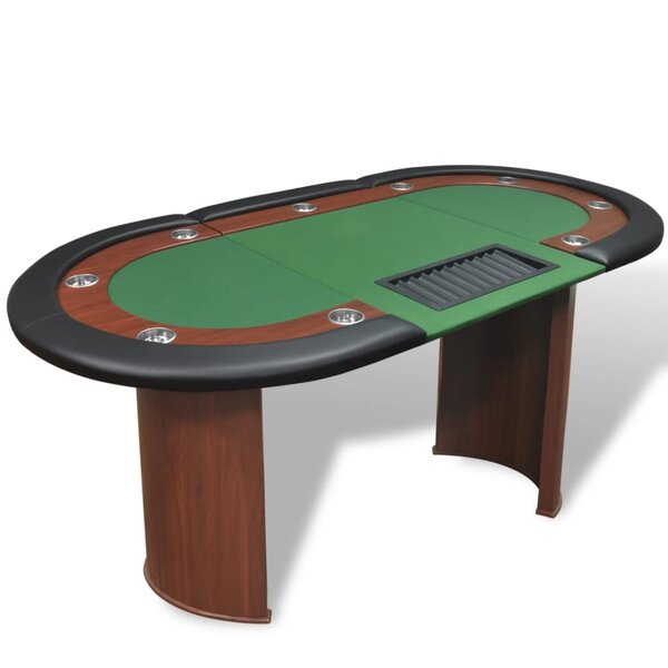 vidaXL Table de poker pour 10 joueurs avec espace de croupier Vert