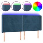 vidaXL Tête de lit à LED Bleu foncé 163x16x118/128 cm Velours