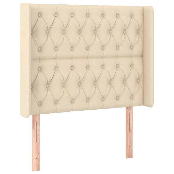 vidaXL Tête de lit avec oreilles Crème 103x16x118/128 cm Tissu