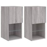 vidaXL Meubles TV avec lumières LED 2 Pièces sonoma gris 30 5x30x60 cm