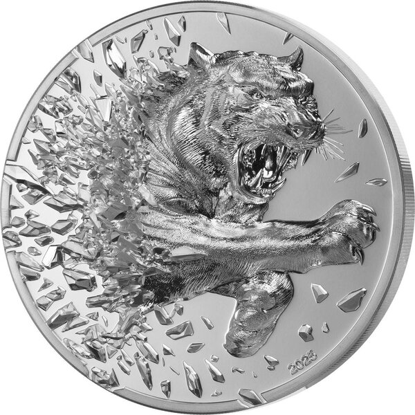 Pièce de monnaie en Argent 5000 Togrog g 250 Millésime 2025 BURST TIGER