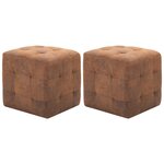 vidaXL 2 Pièces Poufs Marron 30 x 30 x 30 cm Similicuir daim