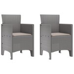 vidaXL Chaises de Jardin avec Coussins 2 Pièces Gris Clair Rattan Poly