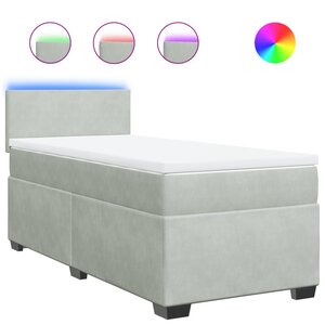 vidaXL Sommier à lattes de lit et matelas Gris clair 90x190 cm Velours