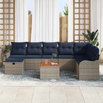 vidaXL Ensemble de canapé de jardin avec coussin 9 Pièces Gris polyrotin
