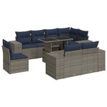 vidaXL Salon de jardin avec coussins 16 Pièces gris résine tressée acacia