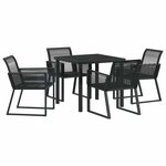 vidaXL Ensemble de salle à manger pour jardin 5 Pièces Noir Poly rotin