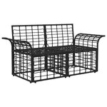 vidaXL Loveseat d'extérieur 2 Pièces Noir et Gris foncé polyrotin