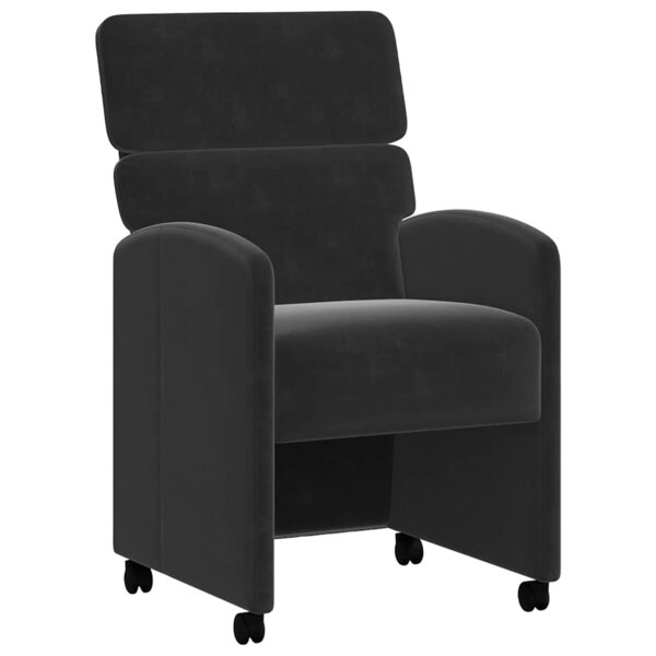 vidaXL Chaises de Salle à Manger avec Roues 2 pc Velours Noir
