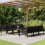 vidaXL Salon de jardin 8 Pièces avec coussins Aluminium Anthracite