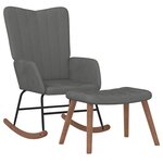 vidaXL Chaise à bascule avec repose-pied Gris foncé Velours