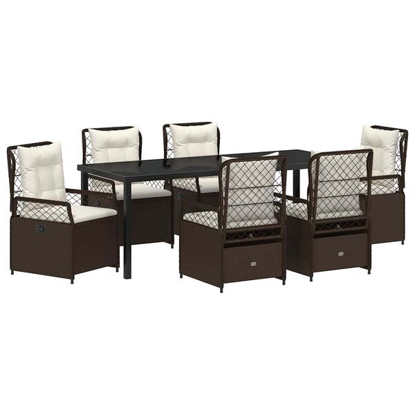 vidaXL Ensemble de salle à manger pour jardin 7 pc Marron polyrotin