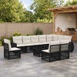 vidaXL Ensemble de canapé de jardin 11 pc Noir et blanc crème
