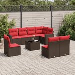 vidaXL Salon de jardin avec coussins 9 Pièces marron résine tressée