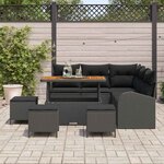 vidaXL Ensemble de canapé de jardin avec coussin 9 Pièces Noir
