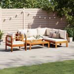 vidaXL Salon de jardin avec coussins 5 Pièces Bois d'acacia solide