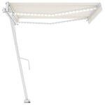 vidaXL Auvent automatique avec capteur de vent et LED 450x350 cm Crème