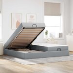vidaXL Cadre de lit avec stockage Gris clair 200 x 200 cm tissu