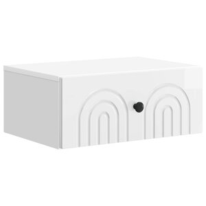vidaXL Cabinet de chevet mural Blanc brillant 49 x 34 5 x 20 cm