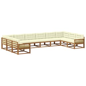 vidaXL Ensemble de canapés d'extérieur 10 pc Naturel et Crème