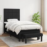 vidaXL Sommier à lattes de lit avec matelas Noir 90x200 cm Tissu