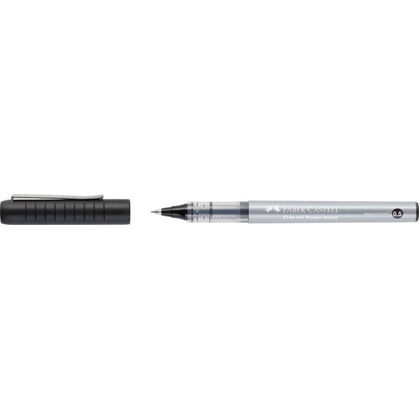 Faber-Castell Roller Free Ink Stylo à bille à encre liquide - Pointe conique 0 5 mm - Largeur de trait extra fine - Clip en métal - Couleur Noir