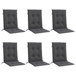 vidaXL Coussins de chaise à dossier bas lot de 6 anthracite mélangé