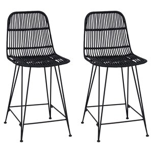 vidaXL Tabouret de bar 2 Pièces Noir 44 x 54 x 96 cm Rattan et Acier