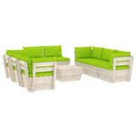 vidaXL Salon de jardin palette 9 Pièces avec coussins bois d'épicéa