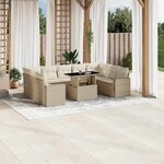 vidaXL Salon de jardin avec coussins 10 Pièces beige résine tressée