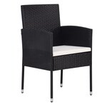 vidaXL Chaises de jardin coussins blanc crème 4Pièces noir résine tressée