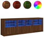 vidaXL Buffet avec lumières LED chêne marron 202x37x67 cm