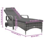 vidaXL Chaise longue avec roues Résine tressée Anthracite