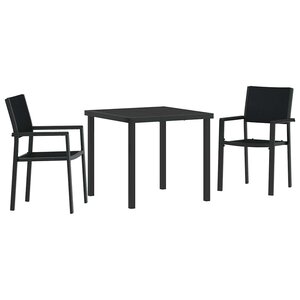 vidaXL Ensemble de salle à manger pour jardin 3 Pièces Noir