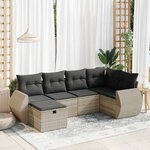 vidaXL Salon de jardin 6 Pièces avec coussins gris clair résine tressée