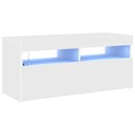 vidaXL Meuble TV avec lumières LED blanc 90x35x40 cm