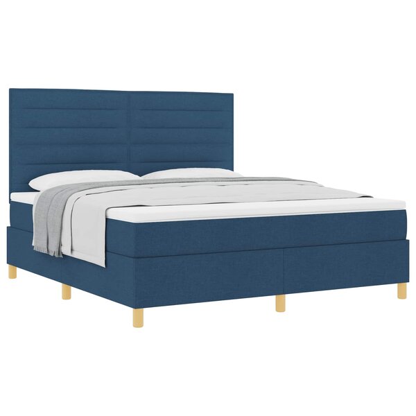 vidaXL Lit à ressorts avec tête de lit Bleu 180 x 200 cm tissu