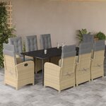 vidaXL Ensemble à manger de jardin et coussins 9 Pièces mélange beige