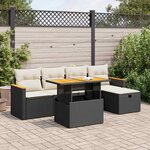 vidaXL Salon de jardin 6 Pièces avec coussins noir résine tressée
