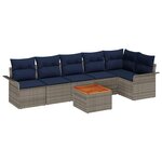 vidaXL Ensemble de canapé de jardin avec coussin 7 Pièces Gris polyrotin