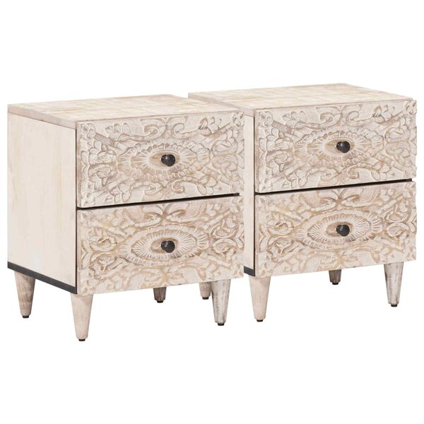 vidaXL Cabinet de chevet avec tiroir 2 Pièces Blanc 40 x 33 5 x 46 cm