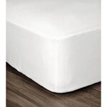 Drap Housse 100  Coton 140 x 190 cm - Bonnet 35 cm - Blanc